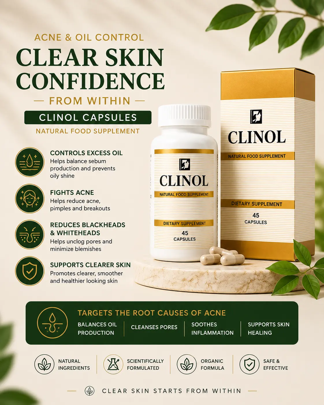 Acne and oil control support supplement