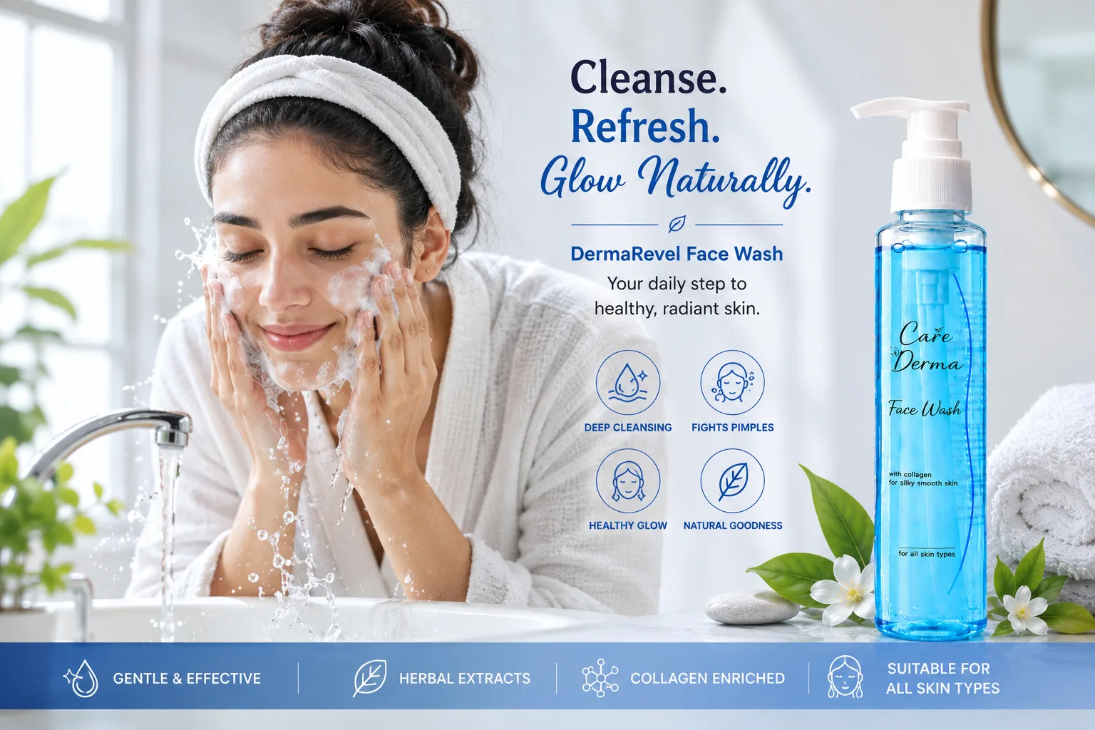 Collagen face wash daily skincare routine for men and women