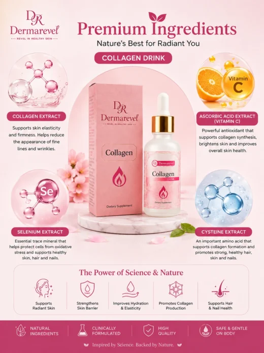 dermarevel-collagen-drink-ingredients Derma Revel Collagen Drink ingredients collagen extract vitamin C selenium and cysteine