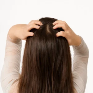 Pakistani woman showing hair thinning and hair fall concerns