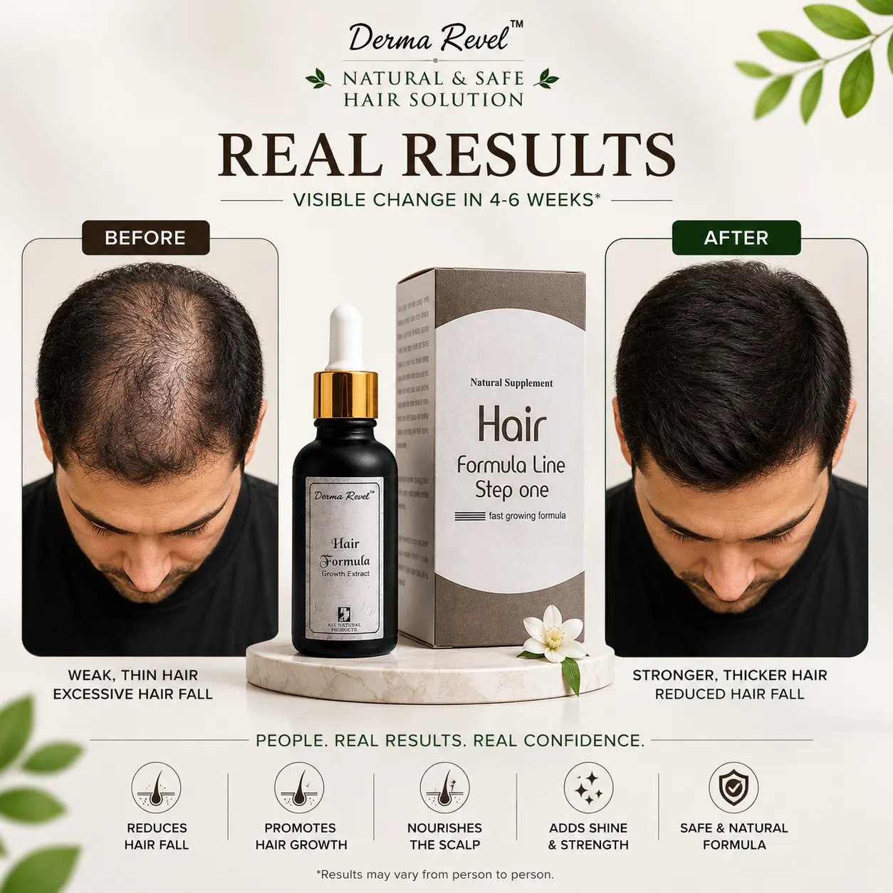 Female hair growth support before and after result