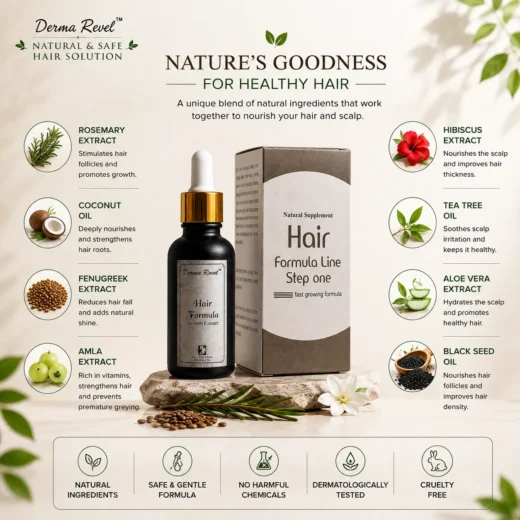 dermarevel-hair-formula-step-one-Ingredient-Natural Formula Natural ingredients including rosemary amla fenugreek and aloe vera in Hair Formula Step One