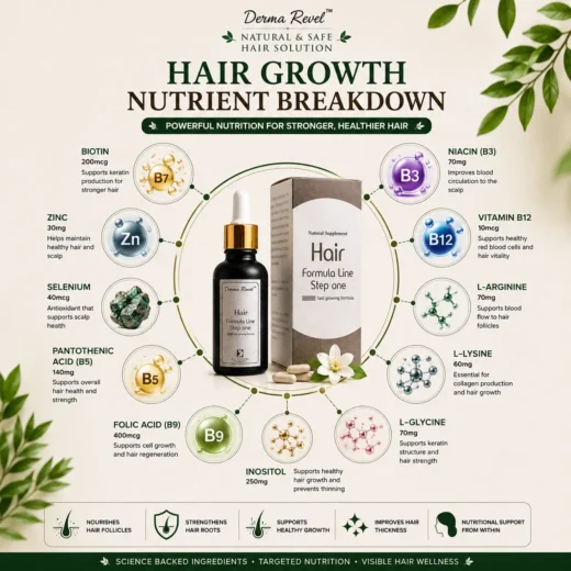Hair Growth Nutrient Breakdown Hair growth nutrients including biotin zinc amino acids and vitamins