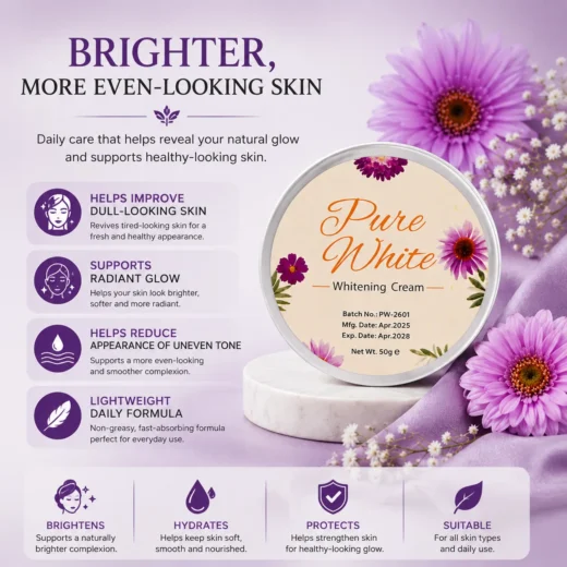 Pure White Whitening Cream Benefits Pure White Whitening Cream benefits for dull skin and uneven tone